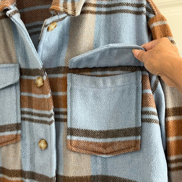 For the REPUBLIC Women's Cropped Plaid Thick Flannel Jacket Shacket Size M New - Picture 5 of 15